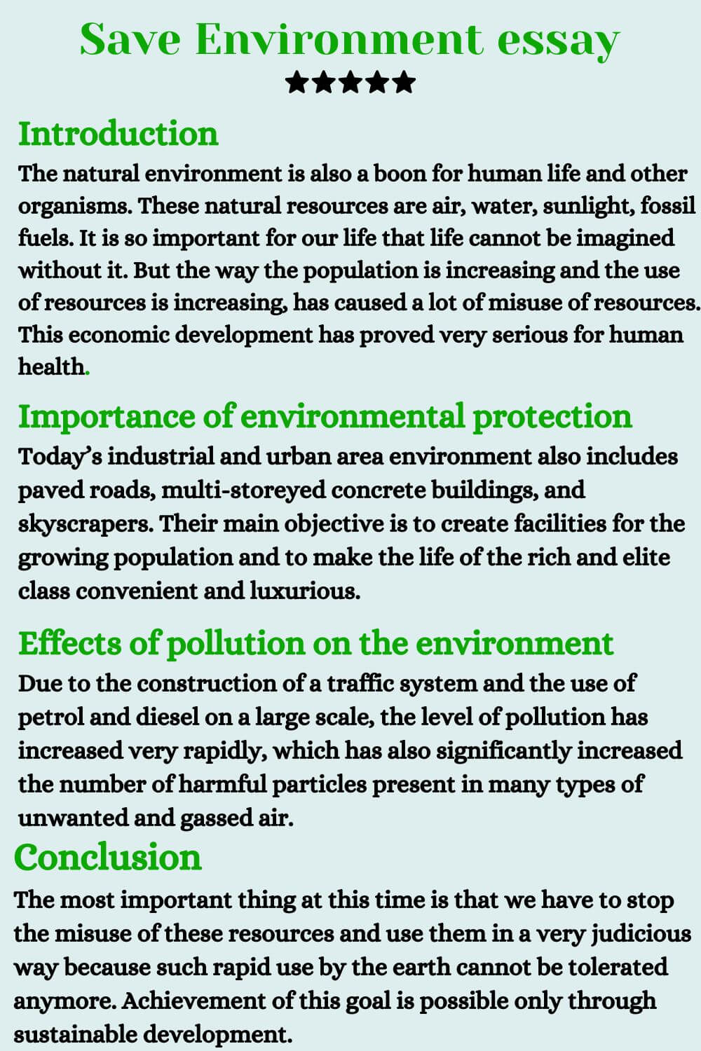 paragraph on save trees in english