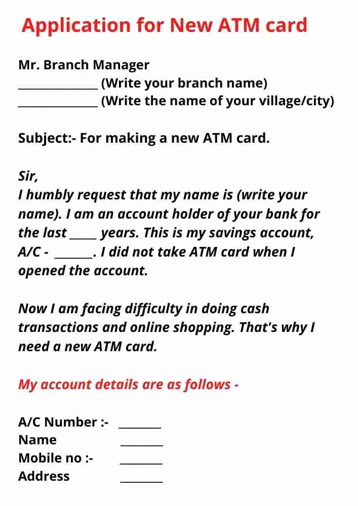 application for new atm card