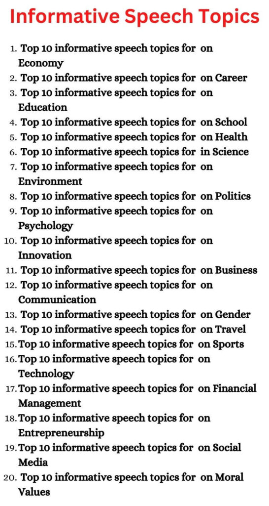 informative speech topics for school