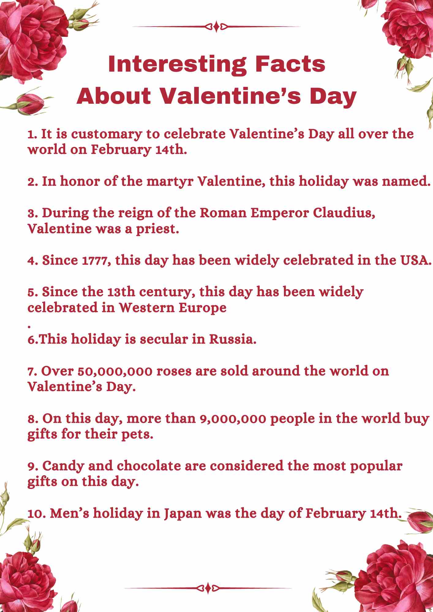 100+ Interesting facts about Valentine's Day